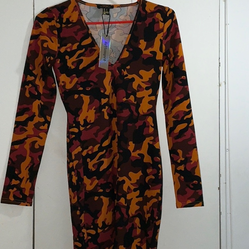 Camouflage Long Sleeve Dress